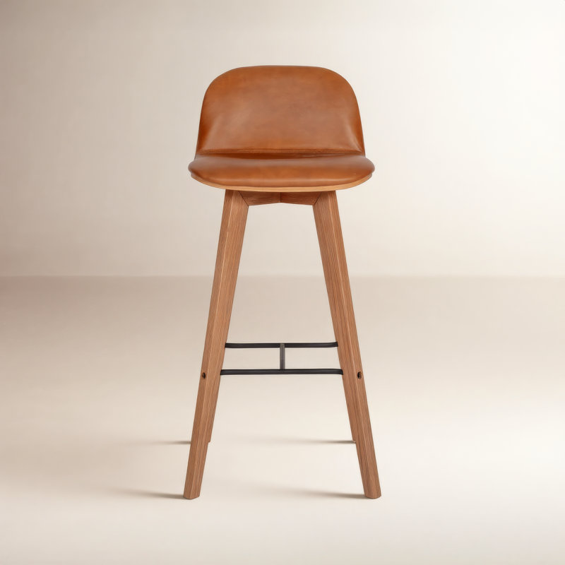 Caspian Bar Stool, Counter Stool (25.5” Seat Height), Brown Top Grain Leather