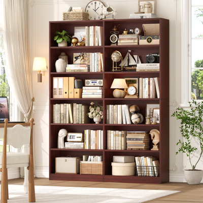 Geng 74.3"H X 47.2"W Wood Double 6-Tier Standard Bookcase