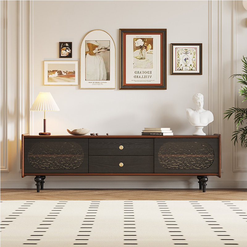 Meuble télé de style américain avec rangement minimaliste, H 23,62 po x L 78,74 po x l 15,75 po