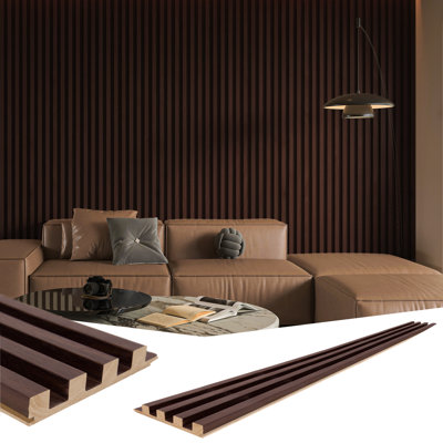 4 PCS 103.94''x5.7'' Slat Solid Wood Wall Paneling for Office and Ceiling Decoration(16.45 sq.ft./Case)