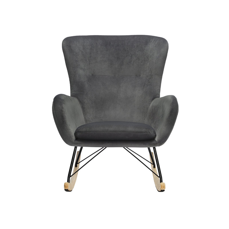 Israel Metal Rocking Chair, Dark Grey, Velvet