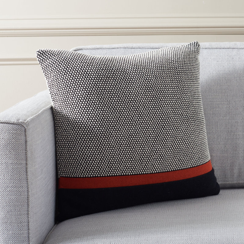 Pia 18x18 Black and Red Cotton Square Pillow