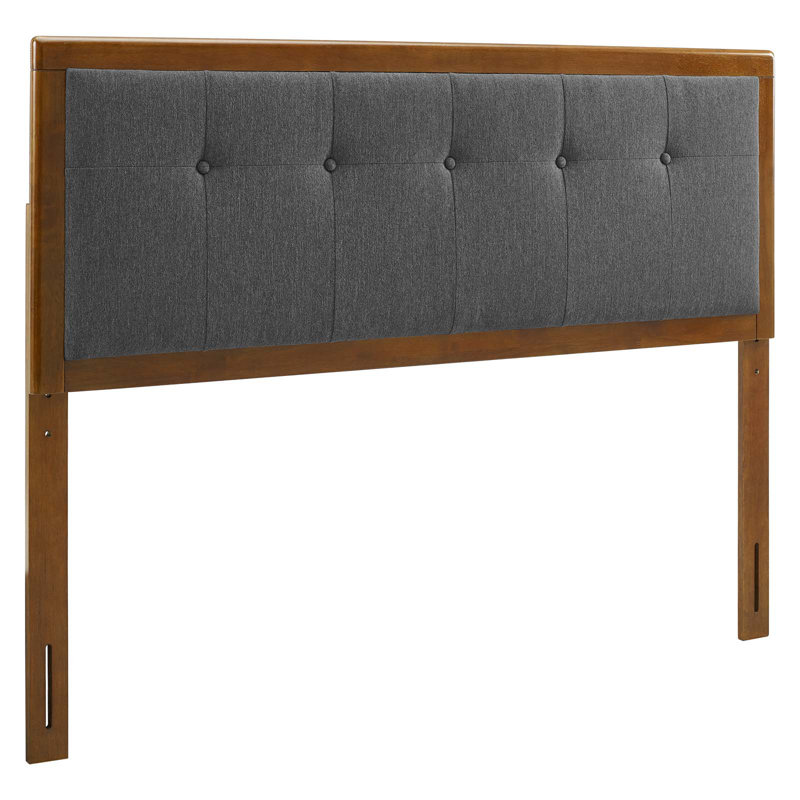 Draper Tufted Fabric and Wood Headboard, Walnut/Charcoal, Twin
