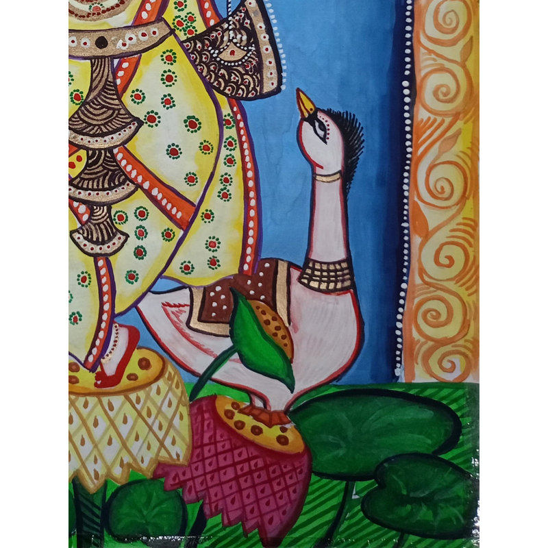 Déesse Saraswati, peinture | Couleur de l'affiche | Par Soumick Das