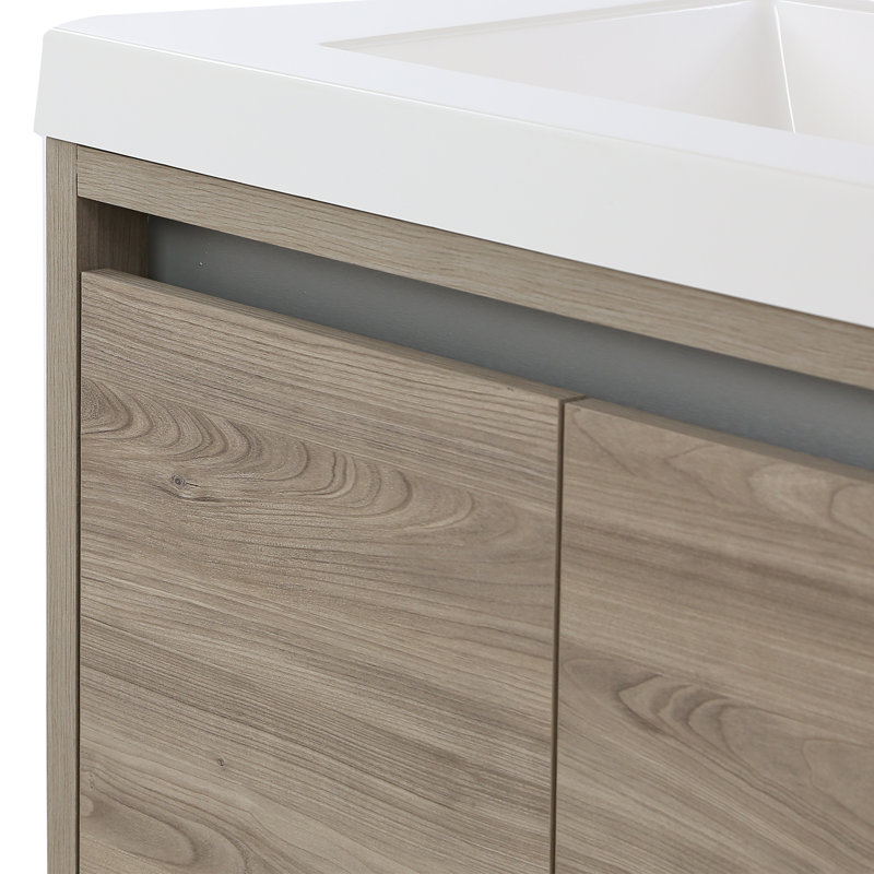 Meuble-lavabo simple 30,5 po avec plateau en marbre de culture, Orme de forêt