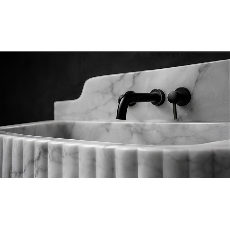 Lavabo de salle de bain mural en marbre de Carrare sculpté à la main - taille personnalisée - 34 po x 18 po x 8 po