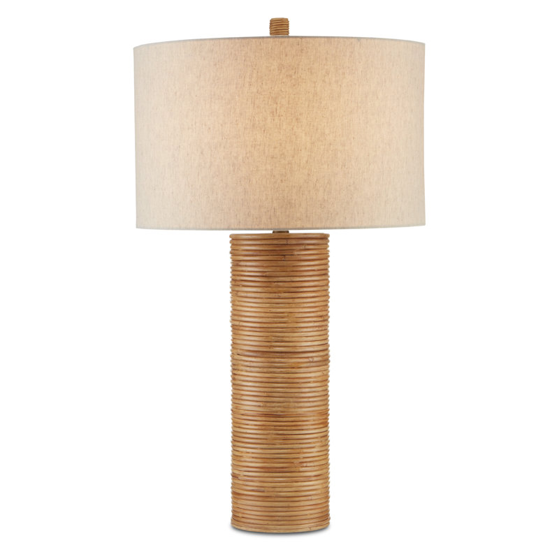Lampe de table en laiton / rotin naturel 31,5 po Salome