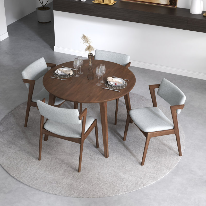 Tipler 4 - Person Solid Wood Top Four Leg Dining Set, Walnut