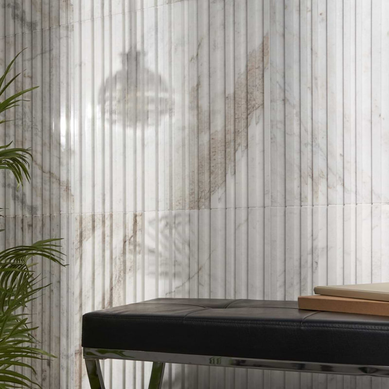 Stonework Alaska White 12x24 Marble Tile, Barcode 3D Polished/Honed