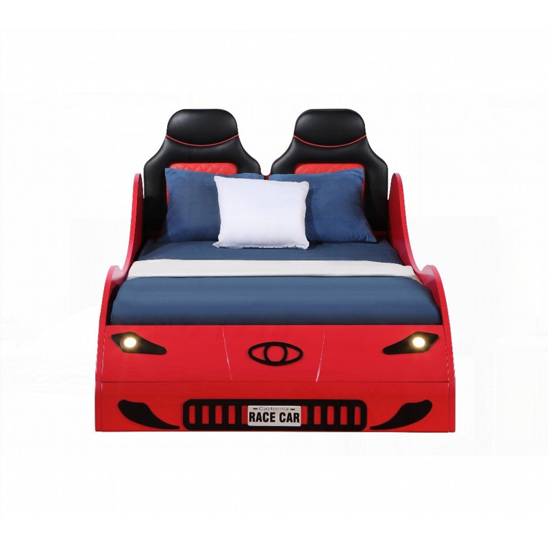 Lit de voiture simple à finition rouge avec DEL Colen - aucun sommier nécessaire, fabrication durable!