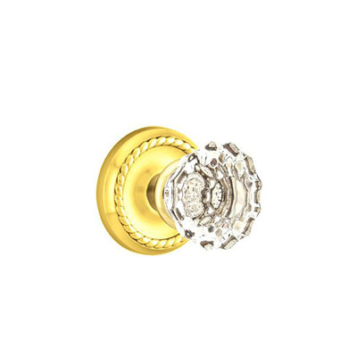Ensemble de boutons d'intimité Emtek avec rosette en corde et bouton en verre Astoria