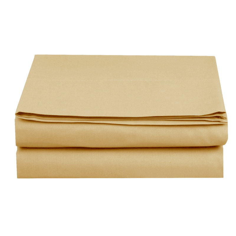 Drap plat à densité de tissage 1500 fils, Or, Drap plat de taille double
