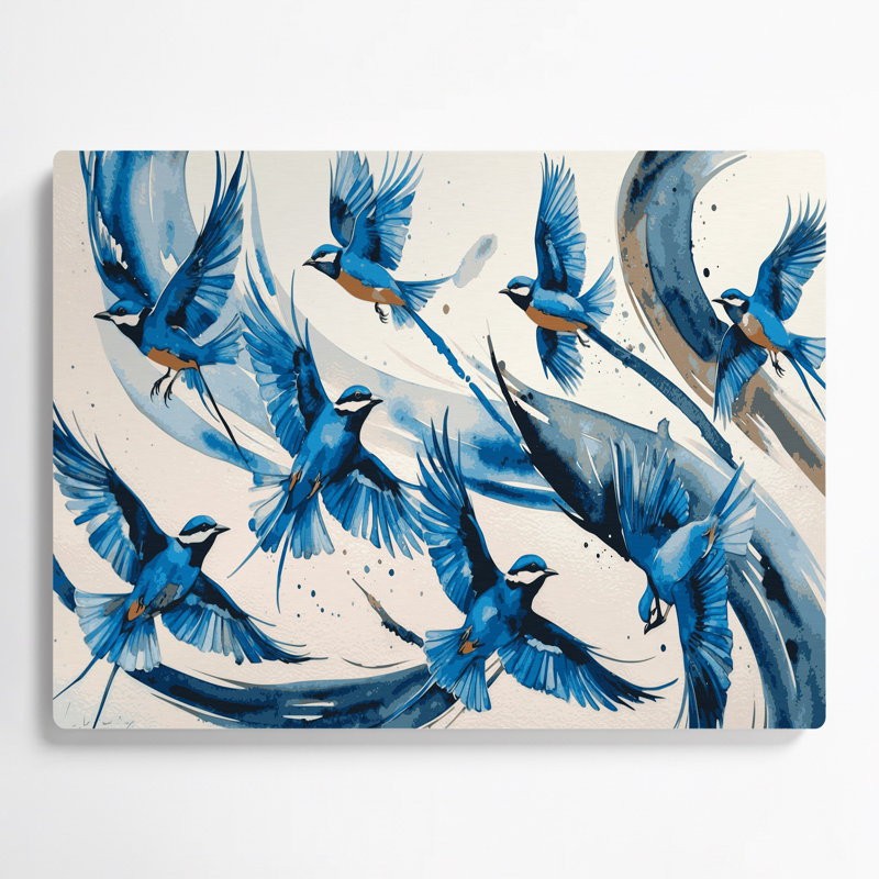 Oiseaux, art mural en métal beige et gris, H 12 po x l 18 po