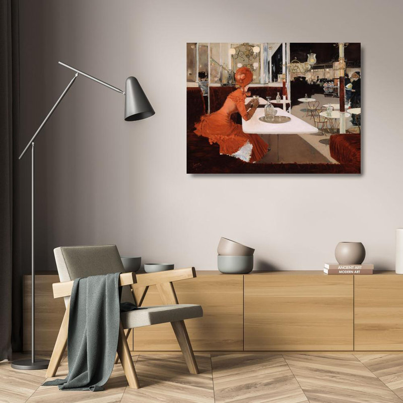 "In the Café" par Fernand Lungren - Art mural sur toile tendue avec châssis, H 24 po x l 17 po