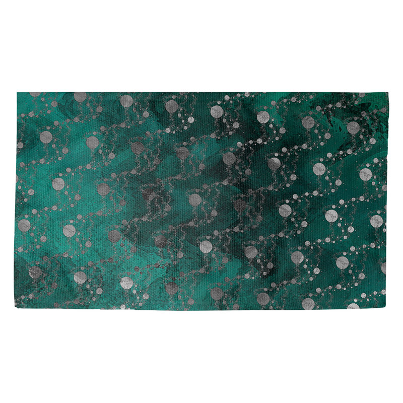 Tapis bleu sarcelle / noir Avicia, Rectangle 3 pi 3 po x 5 pi 3 po