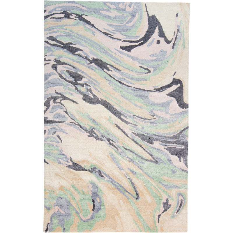 Zamuel Viscose Abstract Indoor Rug, Rectangle 5' x 8'