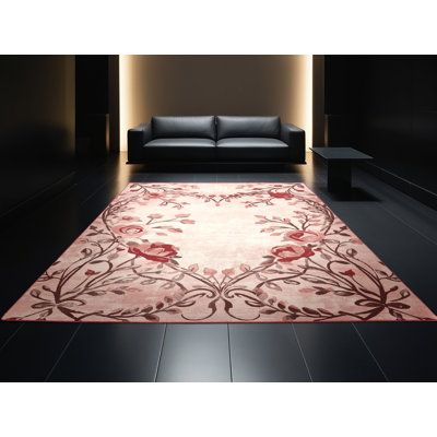 Tapis abstrait rose et moderne lavable à la machine Alexa Valentines - reliure rose