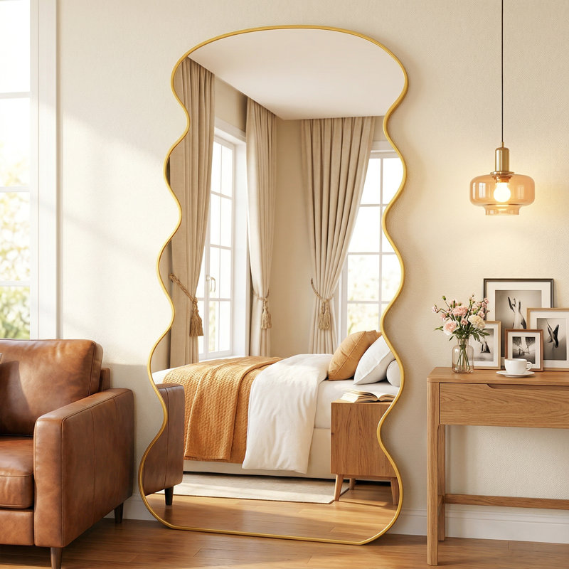 The Wave Full-Length Mirror, Gold, 71" x 32"