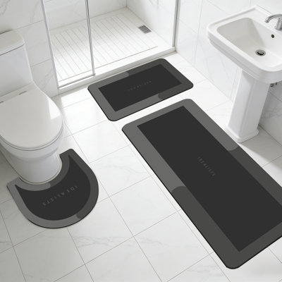 Bathroom Rugs Sets 3 Piece Soft Comfortable Water Absorption Non-Slip Bath Mats 3 Set
