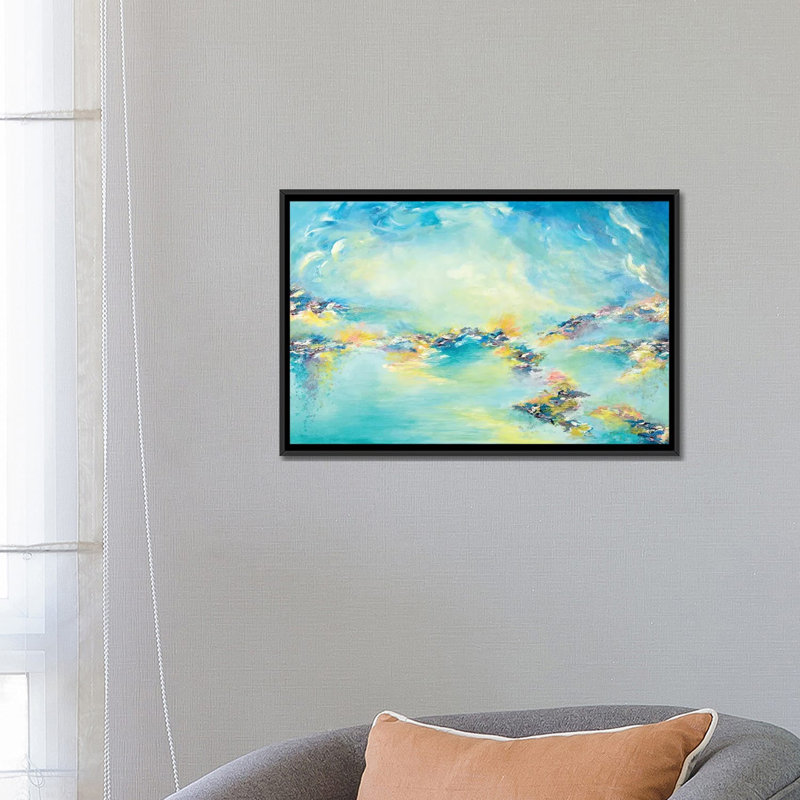 « sea to sky » sur toile, H 18 po x l 26 po x P 1,5 po, Toile avec cadre noir, Pas de tapis