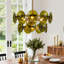 Lustre 4 lumières 18 po avec abat-jour en verre martelé vert olive Aaron, finition laiton antique Aaron-876289219-885352157