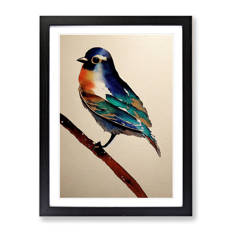 Bird In No.4 - Single Picture Frame Print, Black, 64cm H x 46cm W x 2cm D