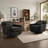 Upholstered Dark Gray Chenille Swivel Oversized Lounge Armchair With Pillow And Metal Base (Set of 2)-1364762078