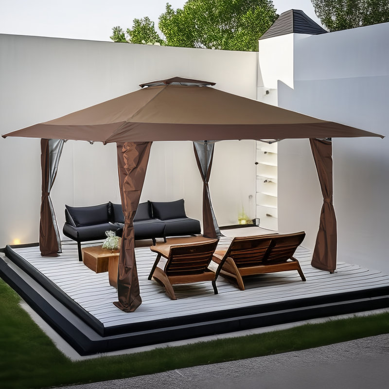 Taivon 156.3 Ft. W x 156.3 Ft. D Steel Pop-Up Canopy, Brown