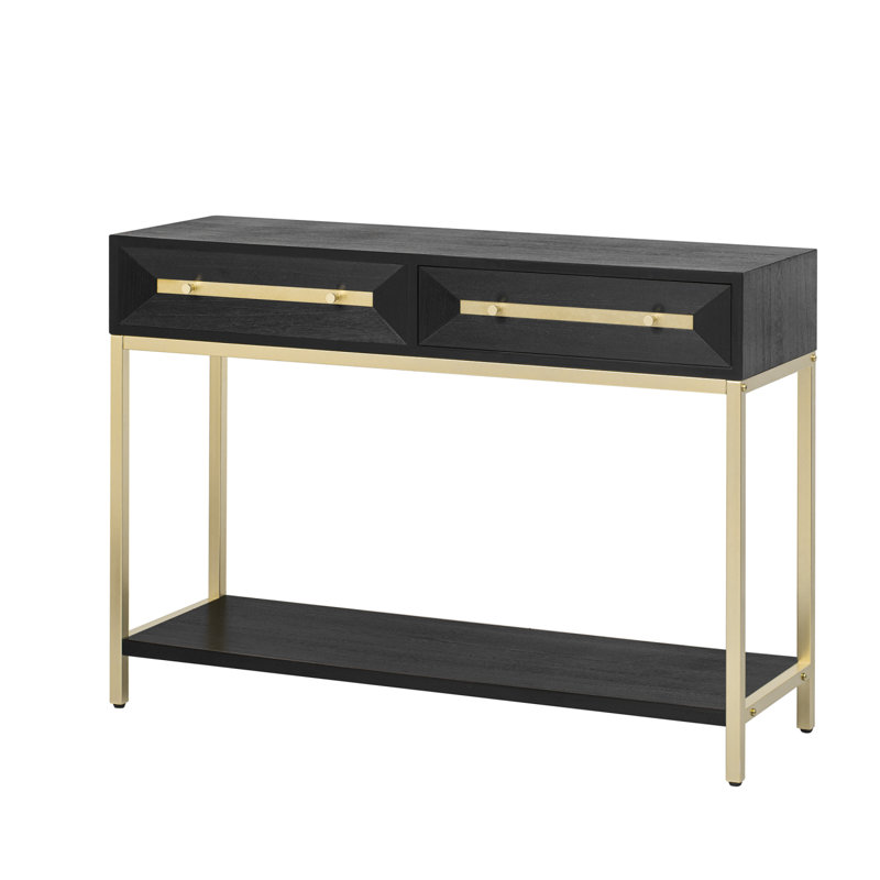 Entryway Table, Console Table With Two Drawers, Retro Hallway Table With Striking Geometric Design For Entryway And Living Room