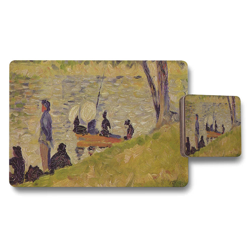 Impressionist Waterfront Scene Placemat Coaster Set For Dining