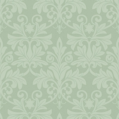 Rococo Relief - Misty Green Wallpaper