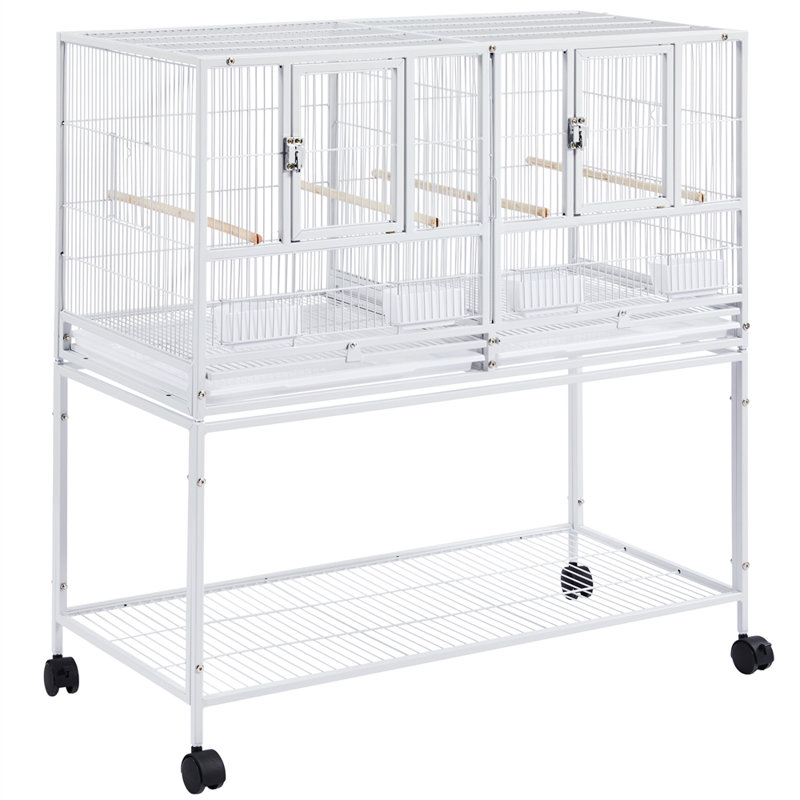 Cage à oiseau avec roulettes 41,5 po Gabler, Blanc