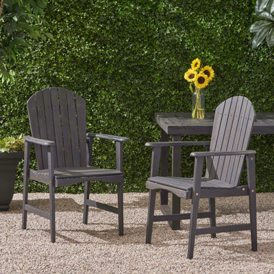 Ensemble de 2 chaises de salle à manger d'extérieur résistantes aux intempéries en bois d'acacia Adirondack