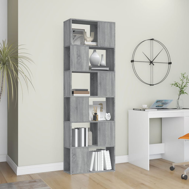 Borough Wharf Book Cabinet/Room Divider, (6 Shelves) 186cm H x 60cm W x 24cm D, Grey Sonoma