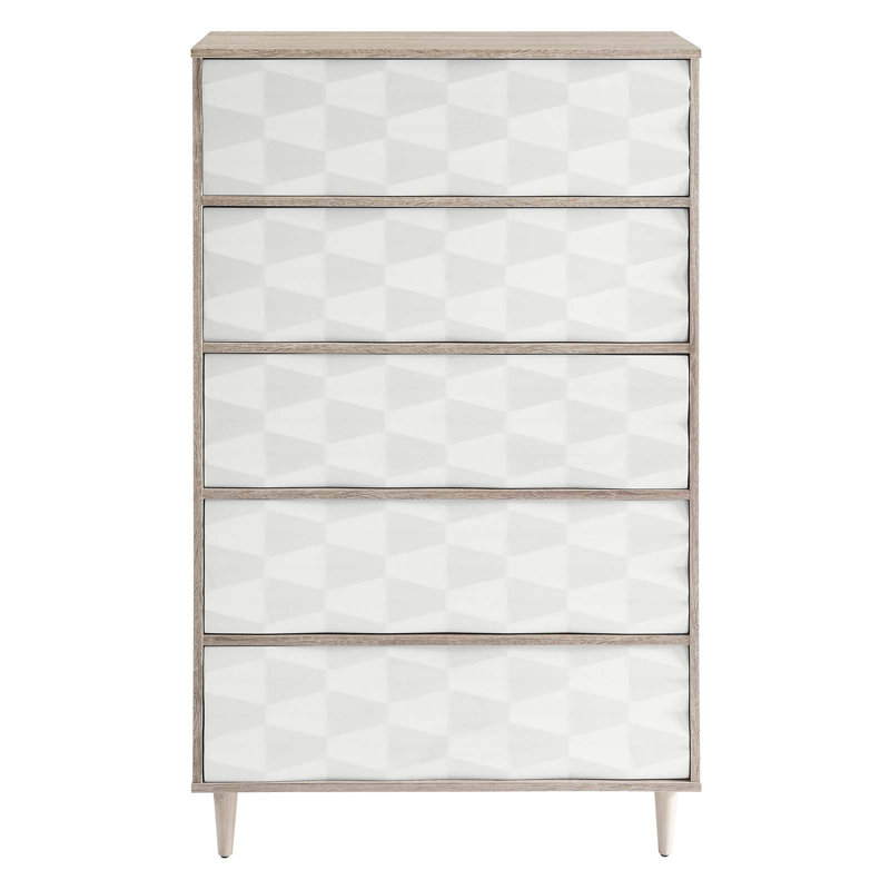 Commode 5 tiroirs Vespera par Modway, Chêne / blanc