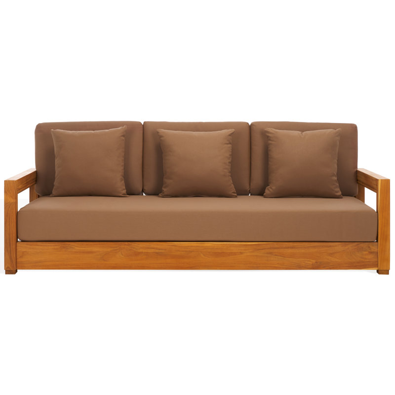 Montford Teak Patio Sofa with Cushions, Brown Melrose