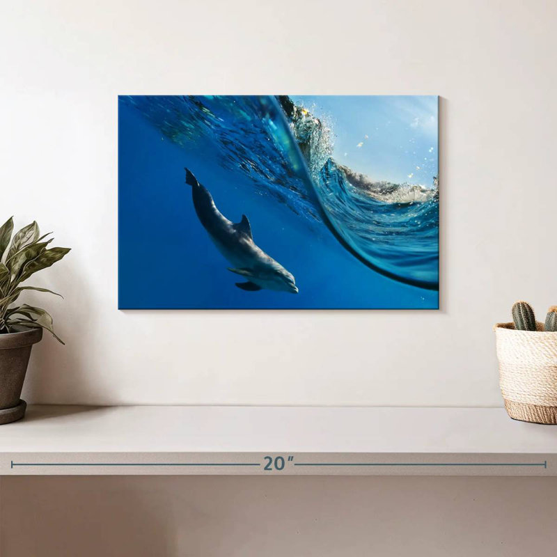 Dolphin Under The Wave, 8" H x 12" W