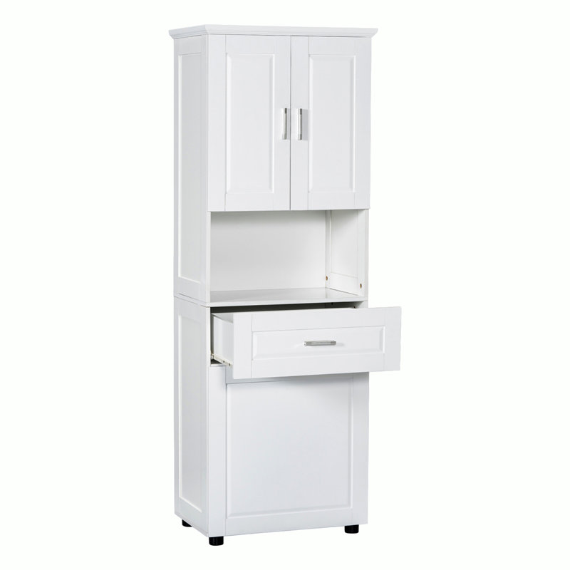 Large Storage Space Tilt-Out Laundry Hamper and Upper Storage Cabinet