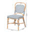 Chaise bistro moderne en rotin naturel à tissage bleu et blanc