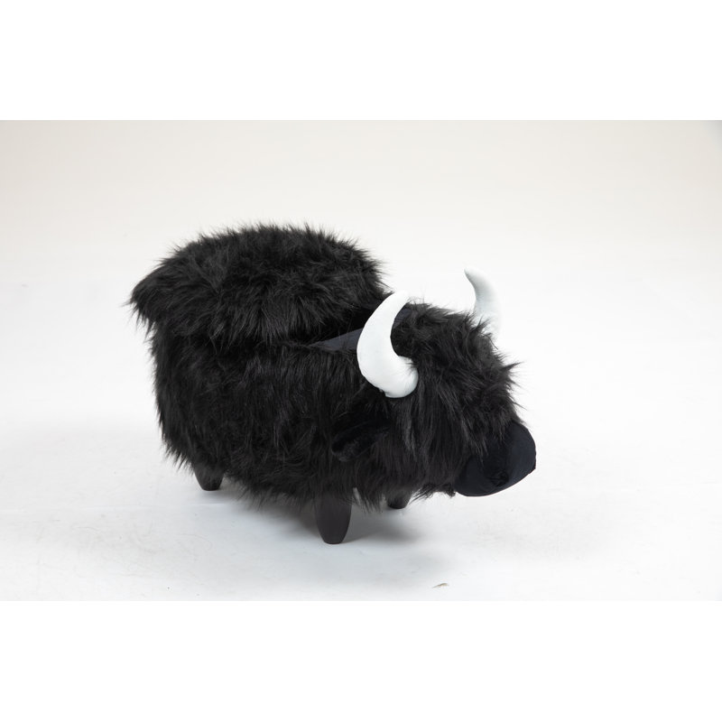 Harry The Highland Cow Upholstered Storage Ottoman for Bedroom, Playroom, Nursery, Black