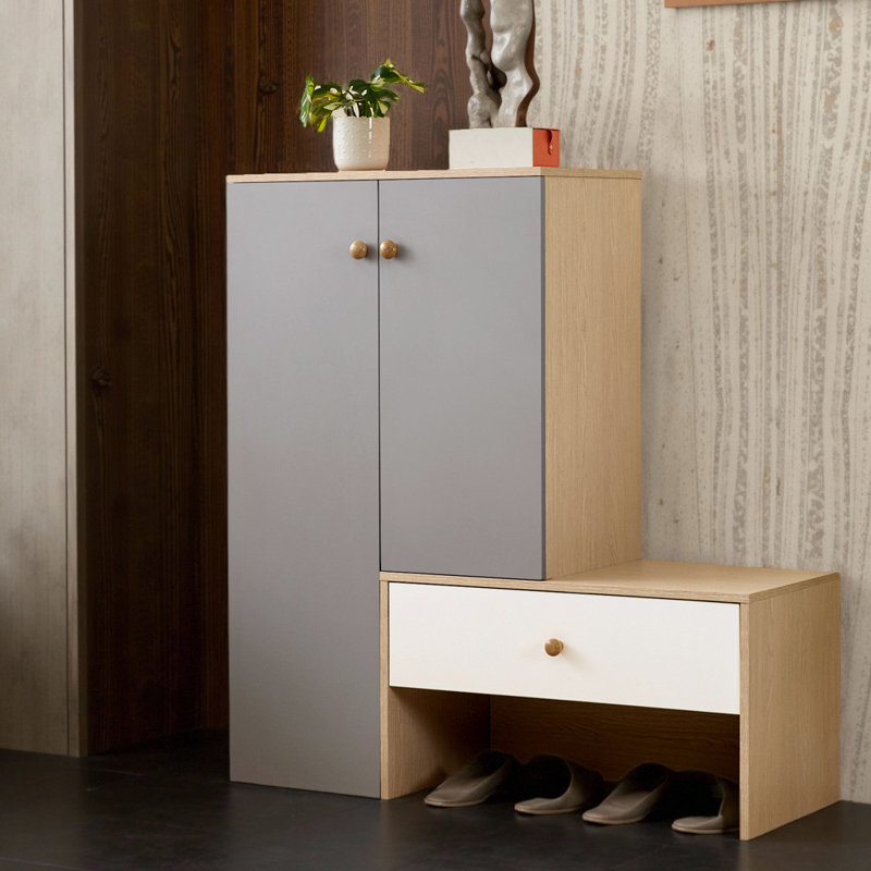 43" 3-Tone Shoe Storage Bench – Modern Organization with Seating
