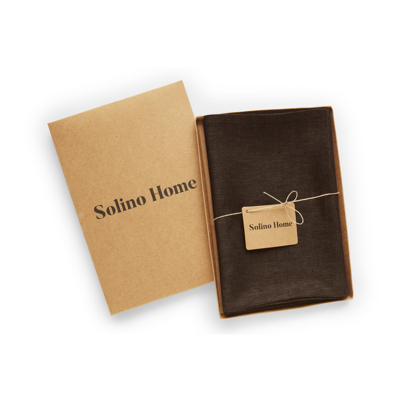 100% Pure Linen Dinner Napkins - Athena, Chambray Brown