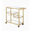 Chariot en miroir à finition champagne pour le service des boissons et des aliments, plateau et tablettes de miroir de 5 mm, cadre en métal, support pour bouteilles de vin / verres à pied, roulettes, 3 compartiments ouverts, capacité de poids de 70 lb, tablette de 40 lb