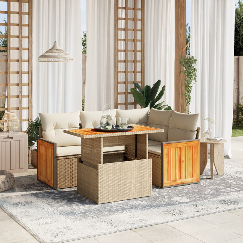 Ensemble de canapé de jardin Vidaxl Beige PE Rattan L