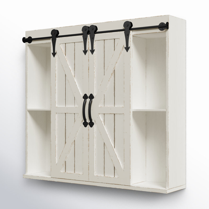 Armoire d'appoint Dayanah à 2 portes, Blanc antique
