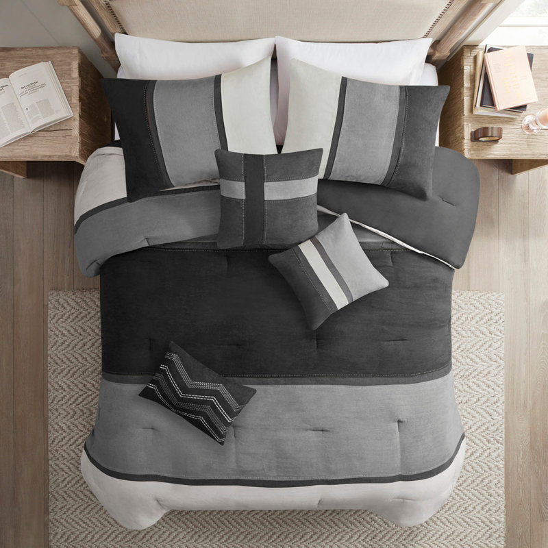 7 Piece Comforter Set Black