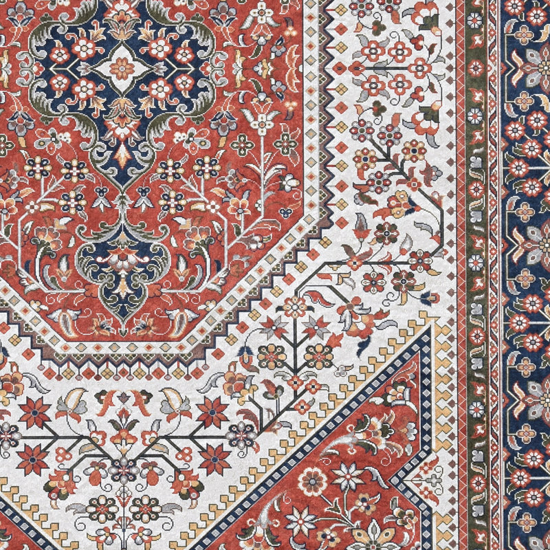 Breedlove Traditional Machine Woven Flatweave Red and Navy Area Rug with Non Skid Backing, Rectangle 2'2'' x 3'2''
