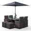 Nikolas 8 - Person Patio Dining Set Umbrella Hole Included Square Table with Cushions Included