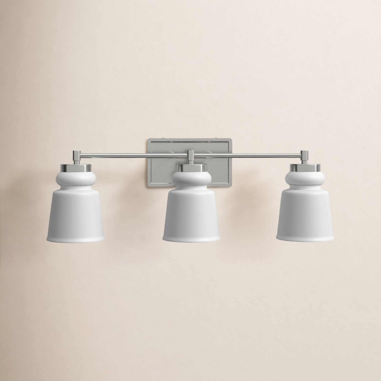 Gruene 3 Light Frosted Dimmable Vanity Light, Brushed Nickel