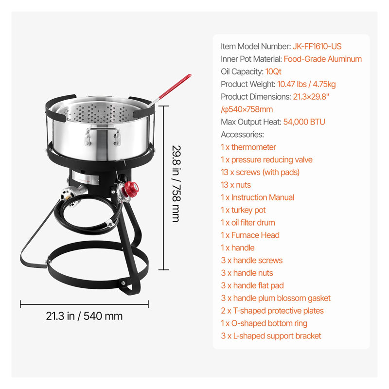 Ensemble de friteuse au propane 10 pte avec panier et thermomètre